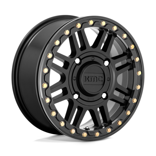 KMC Powersports KS242 Aztec UTV Beadlock Wheel 15x6 Satin Black with Gloss Black Ring, 4x137 Bolt Pattern, +38 Offset