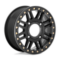 KMC Powersports KS242 Aztec UTV Beadlock Wheel - Satin Black with Gloss Black Ring, 15x6, 4x156 Bolt Pattern, +38 Offset