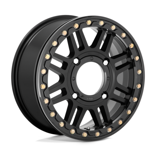 KMC Powersports KS242 Aztec UTV Beadlock Wheel - Satin Black with Gloss Black Ring, 15x6, 4x156 Bolt Pattern, +38 Offset