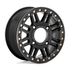 KMC Powersports KS242 Aztec UTV Beadlock Wheel 15x6 Satin Black with Gloss Black Ring, 4x137 Bolt Pattern, +38 Offset