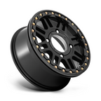 KMC Powersports KS242 Aztec UTV Beadlock Wheel 15x6 Satin Black with Gloss Black Ring, 4x137 Bolt Pattern, +38 Offset