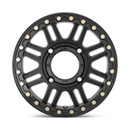 KMC Powersports KS242 Aztec UTV Beadlock Wheel - Satin Black with Gloss Black Ring, 15x6, 4x156 Bolt Pattern, +38 Offset