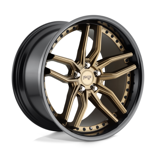 Niche 1PC M195 METHOS 20x10 Matte Bronze Black Bead Ring Wheel with 5x120 Bolt Pattern and +45 Offset