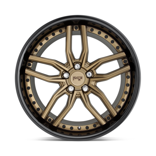 Niche 1PC M195 METHOS 19x9.5 Matte Bronze Black Bead Ring Wheel with 5x120 Bolt Pattern and +35 Offset