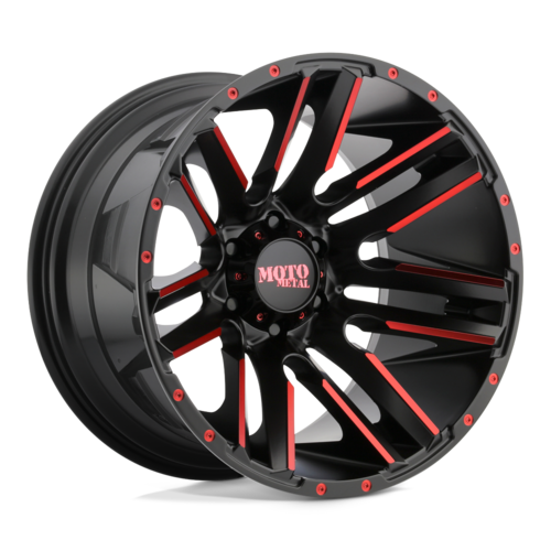 Moto Metal MO978 Razor 20x10 Satin Black Machined with Red Clear Coat Wheel with -24mm Offset for 6x139.7 Bolt Pattern