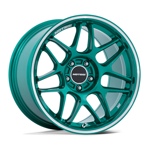 Motegi MR158 TSUBAKI 18x10.5 Inch Hokkaido Green Machined Lip Alloy Wheel with 5x112 Bolt Pattern and +35 Offset