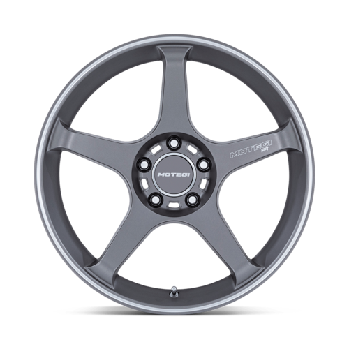 Motegi MR159 Battle V 18x10.5 Inch Gun Metal Alloy Wheel with Machined Lip Stripe, 5x120 Bolt Pattern, +25 Offset, 74.10 Center Bore