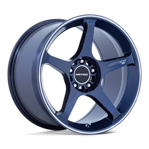 Motegi MR159 BATTLE V 18x10.5 Obsidian Blue Machined Lip Stripe Alloy Wheel