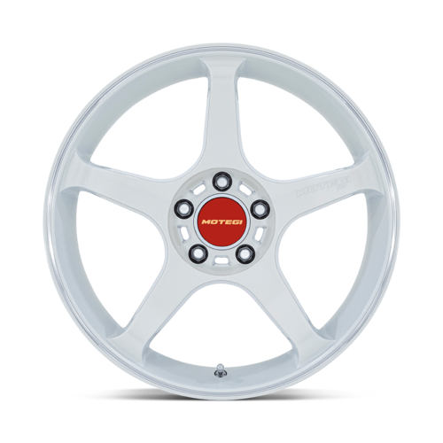 Motegi MR159 Battle V 18x9.5 Wheels with Matsuri White Pearl Finish and Machined Lip Stripe