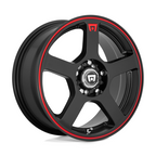 Motegi MR116 FS5 17x7 Matte Black with Red Stripe Wheel for 5x108/114.3 Bolt Pattern, +40mm Offset