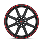 Motegi MR142 CS8 17x7 Satin Black with Red Stripe Wheels - 5x114.3/120 Bolt Pattern, 40mm Offset