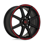 Motegi MR142 CS8 15x6.5 Satin Black with Red Stripe Wheel with 5x100/5x114.3 Bolt Pattern and 72.56mm Center Bore