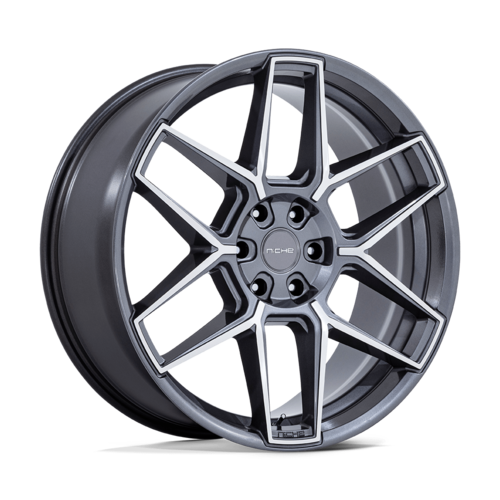 Niche 1PC NC281 RISE 22x9.5 Inch Anthracite Machined Face Wheel with 5x127 Bolt Pattern and +30 Offset
