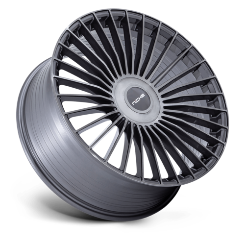 Niche 1PC NC282 Serene 22x10.5 Inch Gloss Titanium Brushed Wheel with 5x112/120 Bolt Pattern and +38 Offset