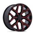 Performance Replicas PR177 26x10 Inch Gloss Black Red Milled Wheel with 6x139.7 Bolt Pattern and +24 Offset