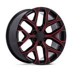 Performance Replicas PR177 20x9 Gloss Black Milled with Red Tint Wheel
