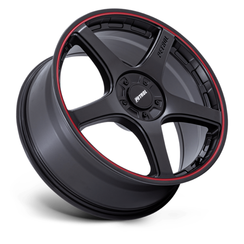 Petrol PE003 P2E 17x8 Matte Black with Red Lip Wheel for 5x108/5x114.3 Bolt Pattern
