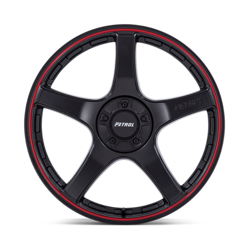 Petrol P2E 18x8 Matte Black with Red Lip Wheel with 5x108/5x114.3 Bolt Pattern and +40 Offset