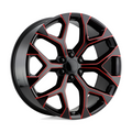 Performance Replicas PR176 20x9 Gloss Black Milled with Red Tint Wheel