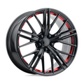 Performance Replicas PR194RS 20x10 Gloss Black Machined with Red Tint Wheel for 5x120 Bolt Pattern