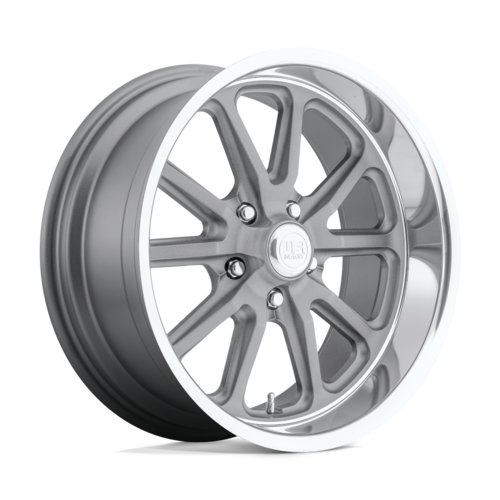 US Mag 1PC U111 Rambler 15x8 Inch Textured Gray Wheel with Diamond Cut Lip and 5x120.65 Bolt Pattern