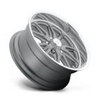 US Mag 1PC U111 Rambler 15x8 Inch Textured Gray Wheel with Diamond Cut Lip and 5x120.65 Bolt Pattern