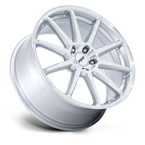 TSW TW004 CANARD 19x8.5 Inch Gloss Silver Machined Face Wheel with 5x112 Bolt Pattern and +32 Offset