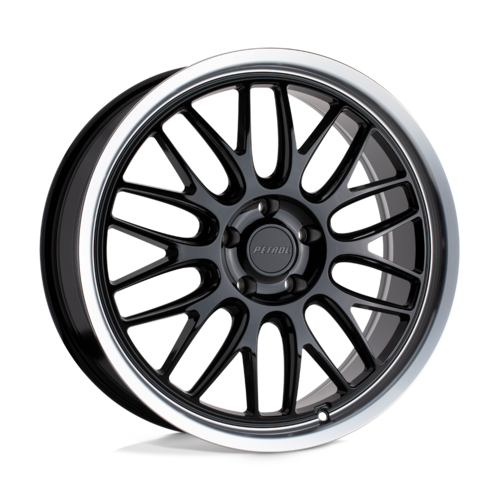 Petrol P4C 17x8 Inch Gloss Black with Machined Cut Lip Wheel - 5x108 Bolt Pattern, +40 Offset, 72.10 Center Bore