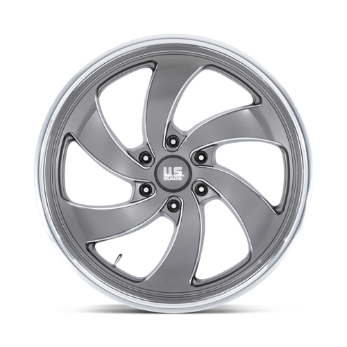 US Mag 1PC U133 Desperado 22x9 Inch Anthracite Milled Wheel with Diamond Cut Lip, 6x139.7 Bolt Pattern, +25 Offset, 78.10 Center Bore