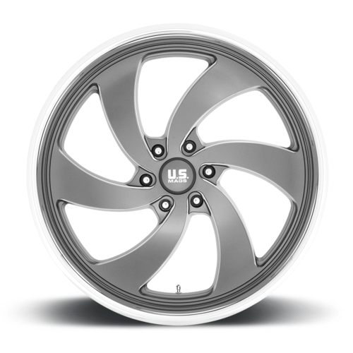 US Mag 1PC Desperado 24x9 Inch Anthracite Milled Diamond Cut Lip Wheel with 6x139.7 Bolt Pattern and 78.10 Center Bore