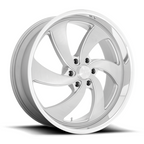 US Mag 1PC Desperado 24x10 Inch Wheel with Silver Brushed Face and Diamond Cut Lip, 6x139.7 Bolt Pattern, 25mm Offset