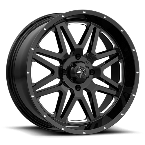 MSA Offroad Wheels M26 VIBE UTV 14x7 Gloss Black Milled with 4x110 Bolt Pattern and 86mm Center Bore