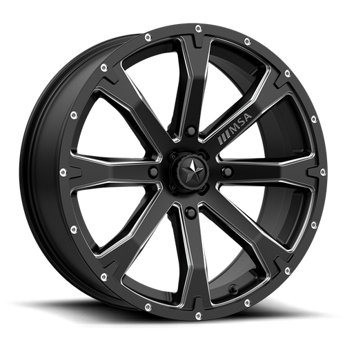 MSA Offroad Wheels M42 Bounty UTV 20x7 Satin Black Milled with 4x137 Bolt Pattern and 112.10mm Center Bore