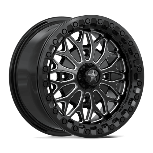 MSA Offroad Wheels MA53 BOLO UTV Beadlock 15x7 with 4x156 Bolt Pattern and Gloss Black Milled Finish