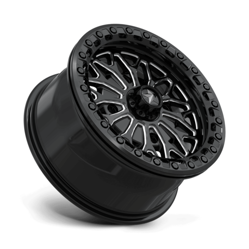 MSA Offroad Wheels MA53 BOLO UTV Beadlock Wheel 15x7 - Gloss Black Milled, 4x137 Bolt Pattern, +38 Offset