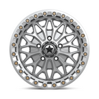 MSA Offroad Wheels MA53 BOLO UTV Beadlock Wheel - 15x7 Inch, 5x114.3 Bolt Pattern, +38 Offset, Gloss Silver with Machined Face
