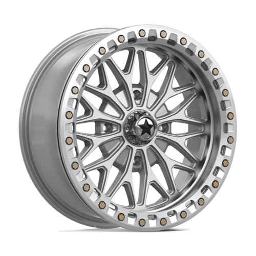 MSA Offroad Wheels MA53 BOLO UTV Beadlock 18x7 Inch Silver with Machined Face and 4x137 Bolt Pattern