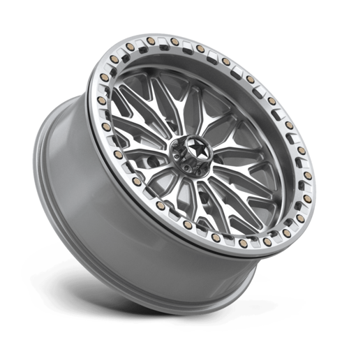 MSA Offroad Wheels MA53 BOLO UTV Beadlock 18x7 Inch Silver with Machined Face and 4x137 Bolt Pattern