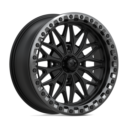 MSA Offroad Wheels MA53 Bolo UTV Beadlock 18x7 Inches Matte Black with Gloss Gunmetal Ring