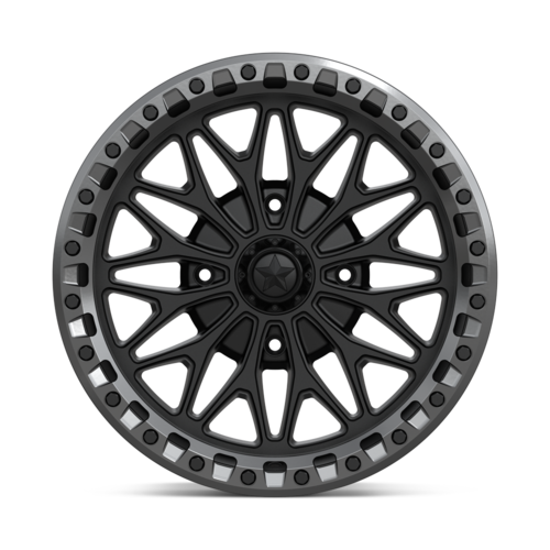 MSA Offroad Wheels MA53 Bolo UTV Beadlock 18x7 Inches Matte Black with Gloss Gunmetal Ring