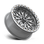 MSA Offroad Wheels MA53 BOLO UTV Beadlock 18x7 inches, 5x114.3 Bolt Pattern, +10 Offset, Gloss Silver with Machined Face