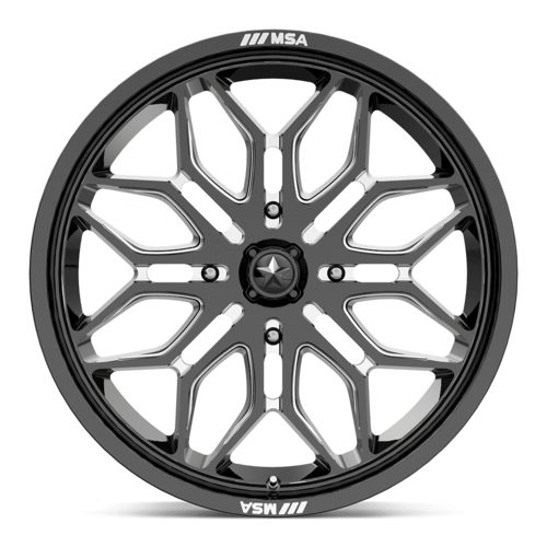MSA Offroad Wheels M47 Sniper UTV 24x7 Gloss Black Milled with 4x137 Bolt Pattern and +10 Offset