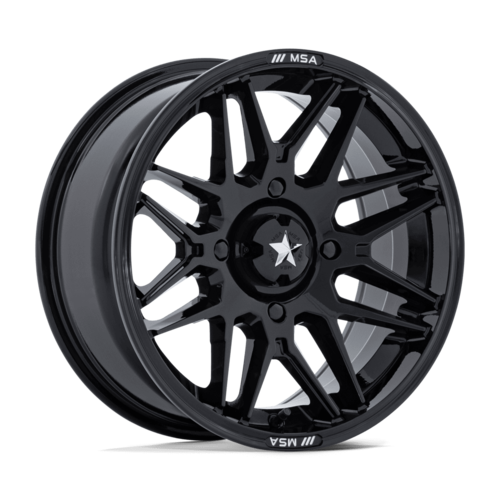 MSA Offroad Wheels M52 Radar UTV 16x7 Gloss Black with 4x156 Bolt Pattern and +10 Offset