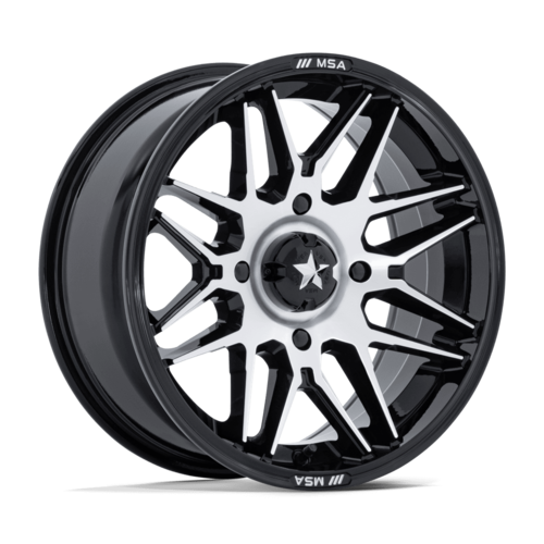MSA Offroad Wheels M52 Radar UTV 15x7 Gloss Black Machined with 5x114.3 Bolt Pattern and +10 Offset
