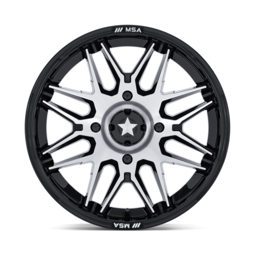 MSA Offroad Wheels M52 Radar UTV 15x7 Gloss Black Machined with 5x114.3 Bolt Pattern and +10 Offset