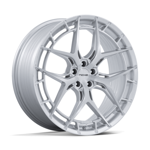 Niche 1PC Riviera 20x11 Gloss Silver with Brushed Face Wheel - 5x114.3 Bolt Pattern, +50 Offset
