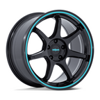 Rotiform RC208 BPU 19x10.5 Inch Gloss Black with Teal Stripe Wheel