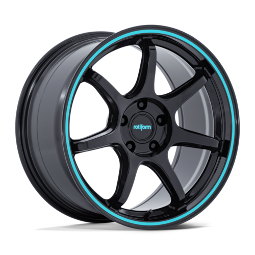Rotiform RC208 BPU 19x8.5 Gloss Black with Teal Stripe Wheel