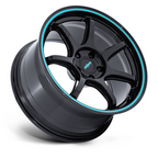 Rotiform RC208 BPU 18x8.5 Inch Gloss Black with Teal Stripe Alloy Wheel