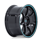 Rotiform RC208 BPU 19x10.5 Inch Gloss Black with Teal Stripe Wheel